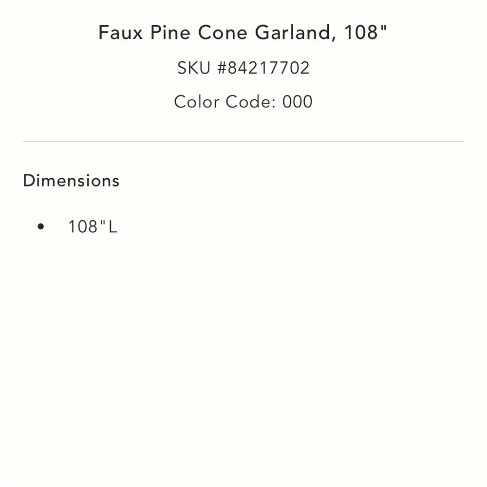 Anthropologie‎ Pine Garland with Green Foliage and Brown Pinecones